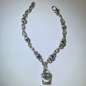 Brighton Handbag Purse Charm Silver Beaded Bracelet D23001 NEW (without tag)